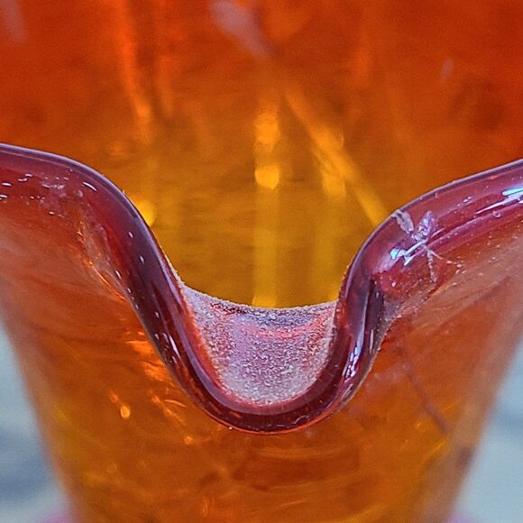 Mini Crackle Glass Pitcher Boho Shabby Chic Window Tabletop Dresser Mini Vase - Picture 9 of 11